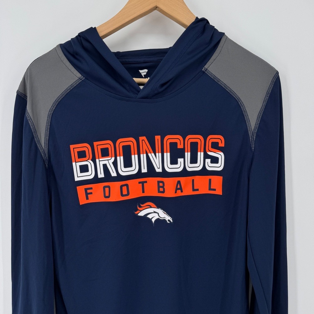 Denver Broncos Football Hoodie Long Sleeve Mens Small Stretch Performance NFL